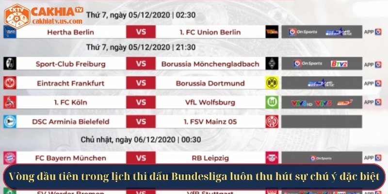 Vòng đầu tiên trong lịch thi đấu Bundesliga luôn thu hút sự chú ý đặc biệt